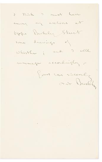 BEERBOHM, MAX. Group of 4 Autograph Letters Signed, Max or Max Beerbohm, to publisher John Lane,